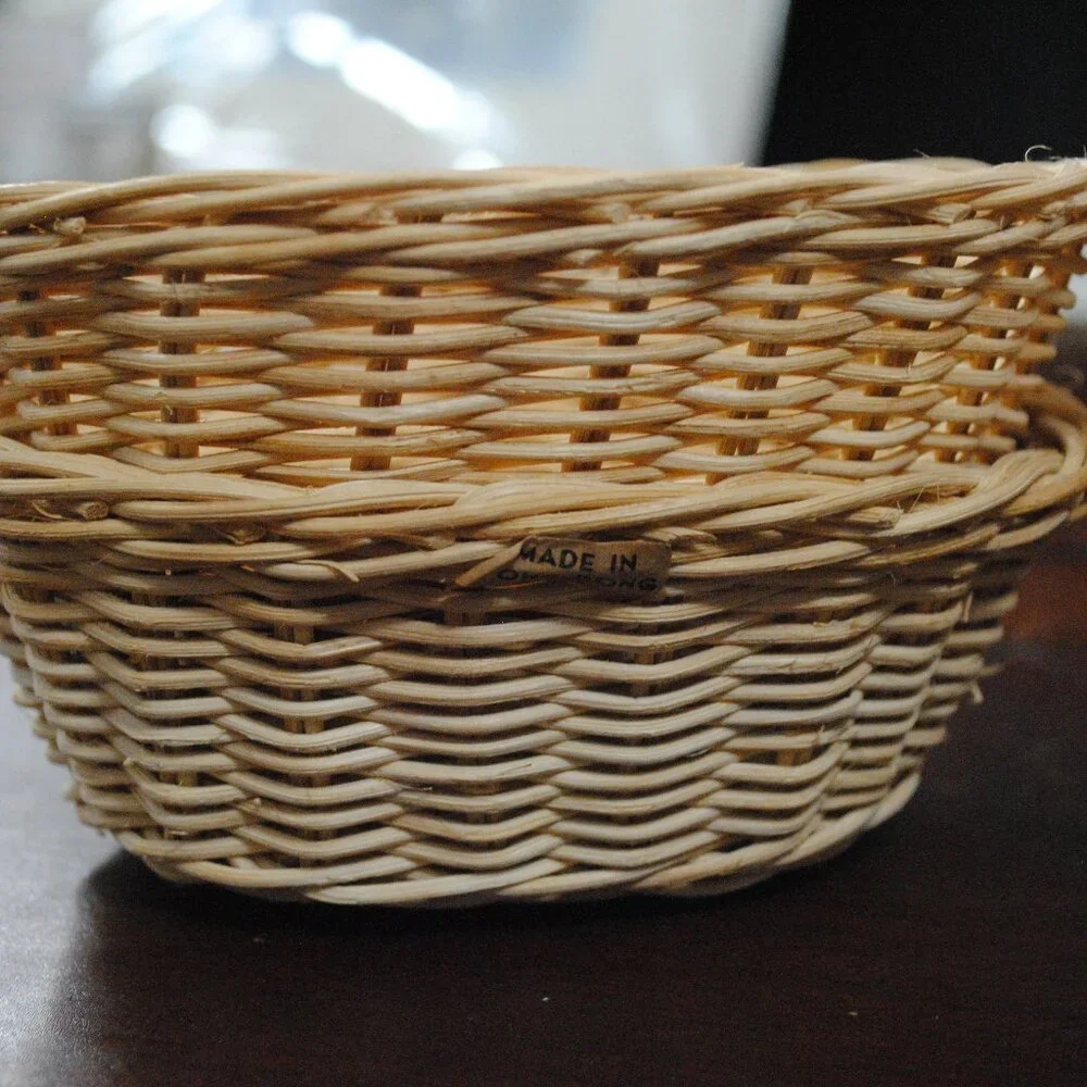 Lot of 4 Vintage Mini Wicker Baskets made in Hong Kong
